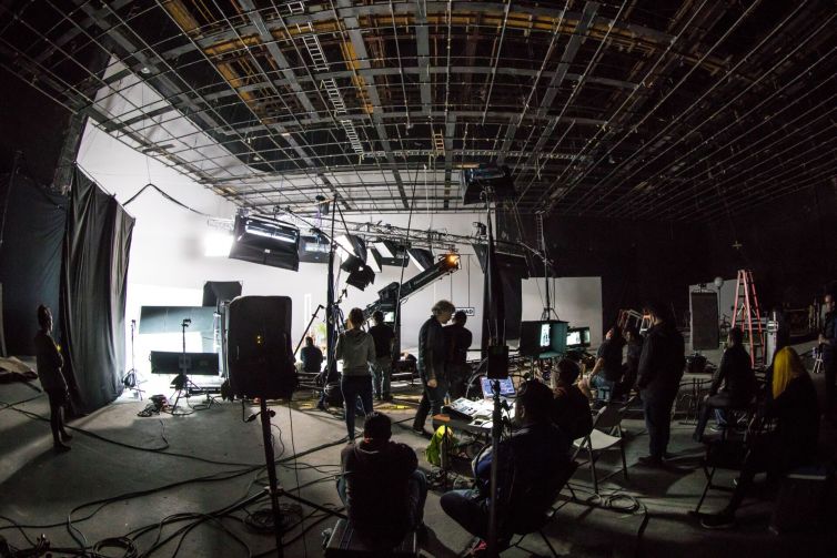 on the set of a film production with crew working JetStream large video file transfer